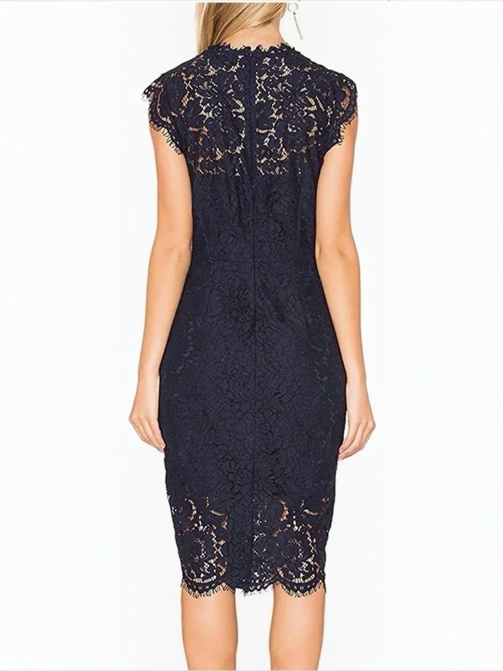 MEROKEETY Navy Blue Sleeveless Lace Floral Cocktail Dress Size M - Picture 2 of 10
